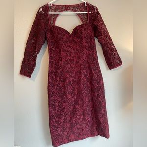 Aidan Mattox Wine Lace Bodycon dress